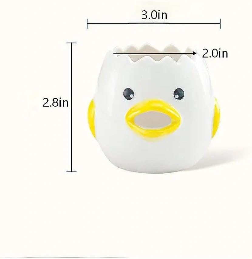 LuoCoCo Cute Egg Separator, Ceramics Vomiting Chicken Egg Yolk White Separator, Practical Household Small Egg Filter Splitter, Kitchen Gadget Baking Assistant Tool, Dishwasher Safe (Yellow)