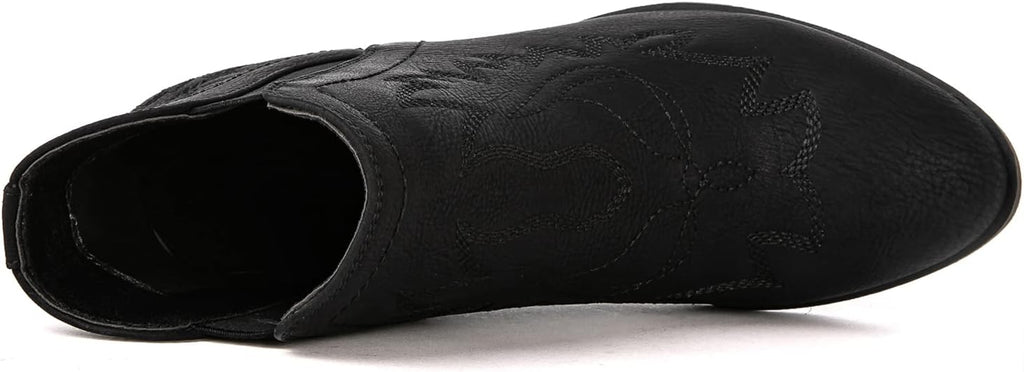 GLOBALWIN Women's Cowgirl boots Western Short Ankle Pull On (Black)