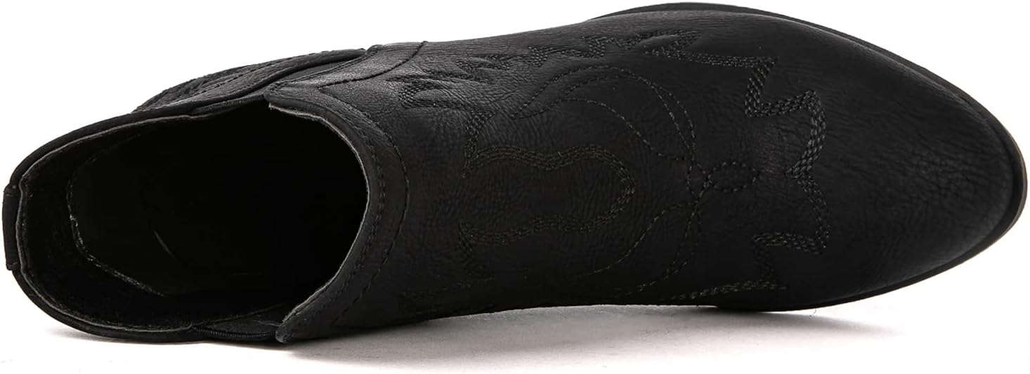 GLOBALWIN Women's Cowgirl boots Western Short Ankle Pull On (Black)