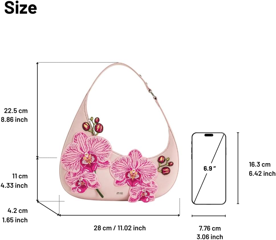 JW PEI Women's Harlee Orchid Embroidered Shoulder Bag - Pink