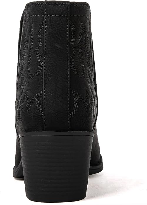 GLOBALWIN Women's Cowgirl boots Western Short Ankle Pull On (Black)