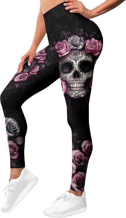 HIVICHI Printed Leggings (Skull & Rose)