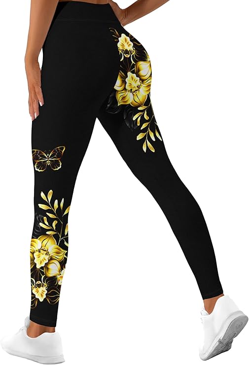 HIVICHI Printed Leggings (Yellow Flower)