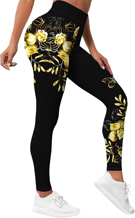 HIVICHI Printed Leggings (Yellow Flower)