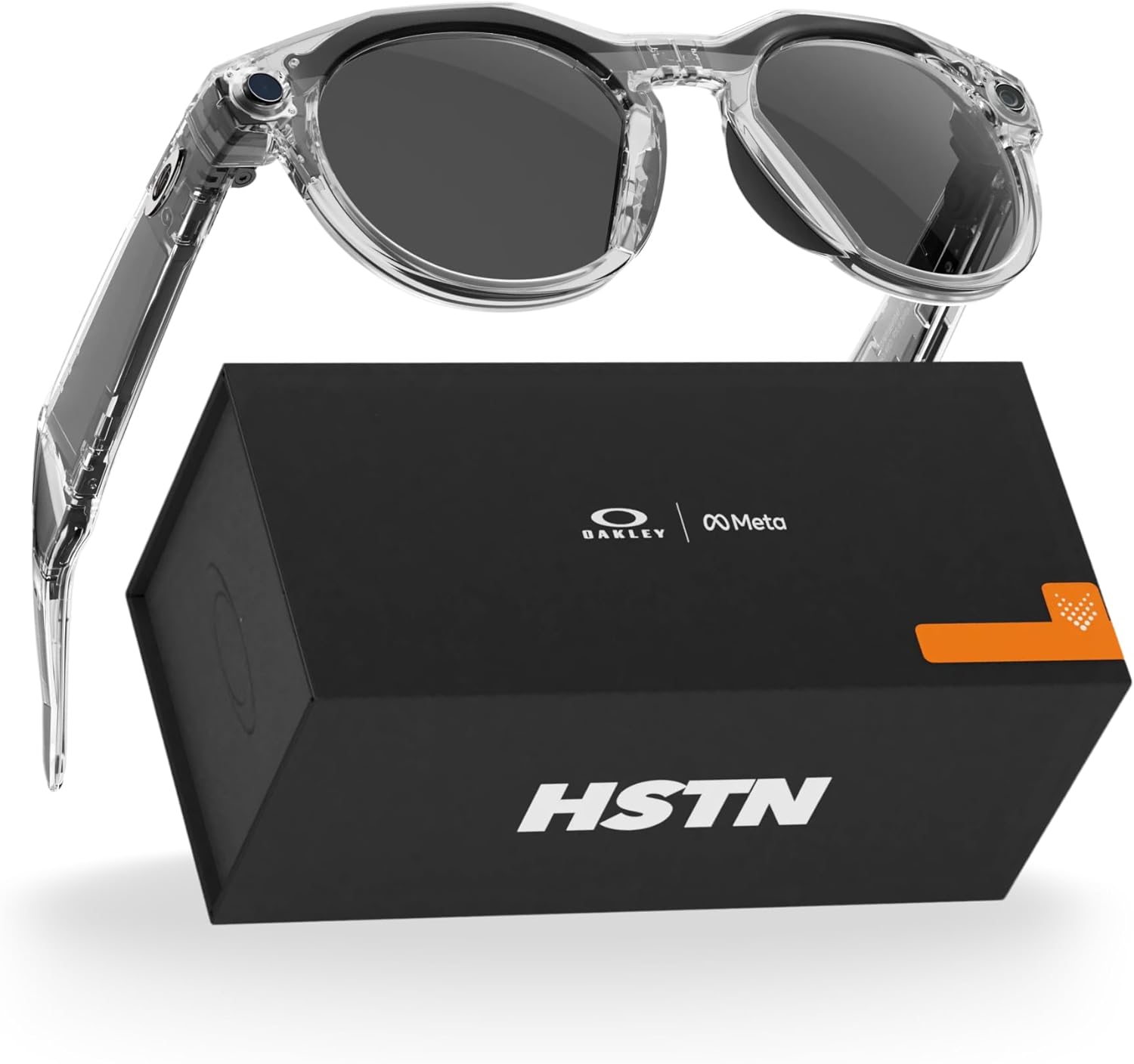 Oakley Meta HSTN, Clear | Smart AI Glasses for Men, Women — Performance for Sports, Athletes — Camera, Audio, Video — 8 Hour Battery — 3K HD Resolution — Clear to Grey Transitions® Lenses