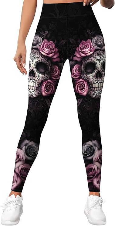 HIVICHI Printed Leggings (Skull & Rose)