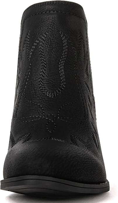 GLOBALWIN Women's Cowgirl boots Western Short Ankle Pull On (Black)