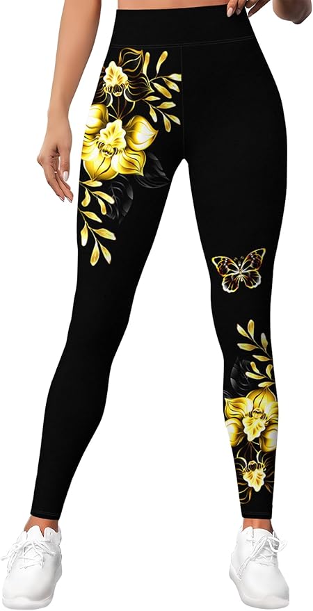 HIVICHI Printed Leggings (Yellow Flower)