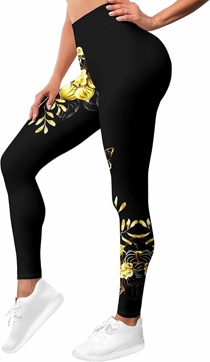 HIVICHI Printed Leggings (Yellow Flower)