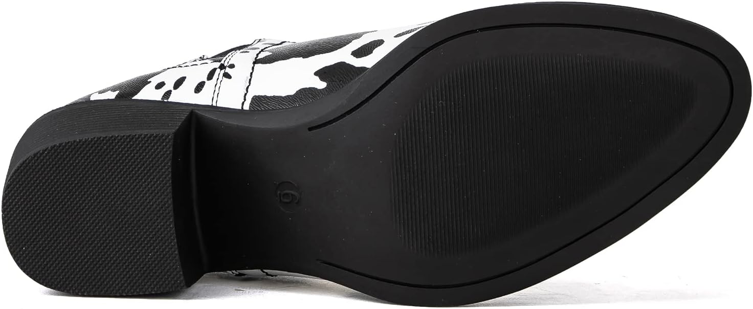 GLOBALWIN Women’s Cowgirl Western Short Ankle Boot (Black & White)