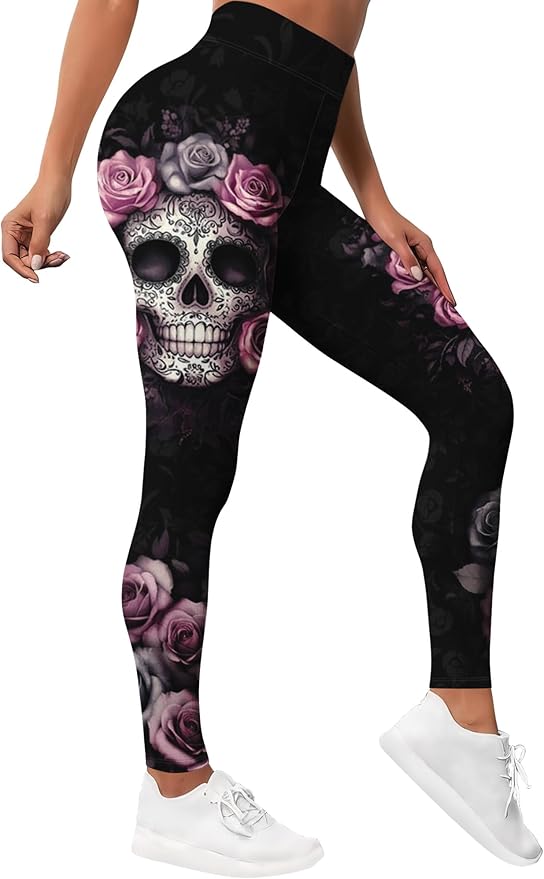 HIVICHI Printed Leggings (Skull & Rose)