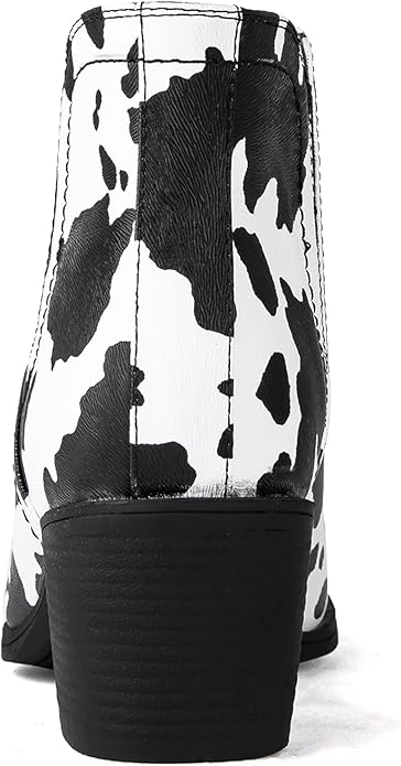 GLOBALWIN Women’s Cowgirl Western Short Ankle Boot (Black & White)