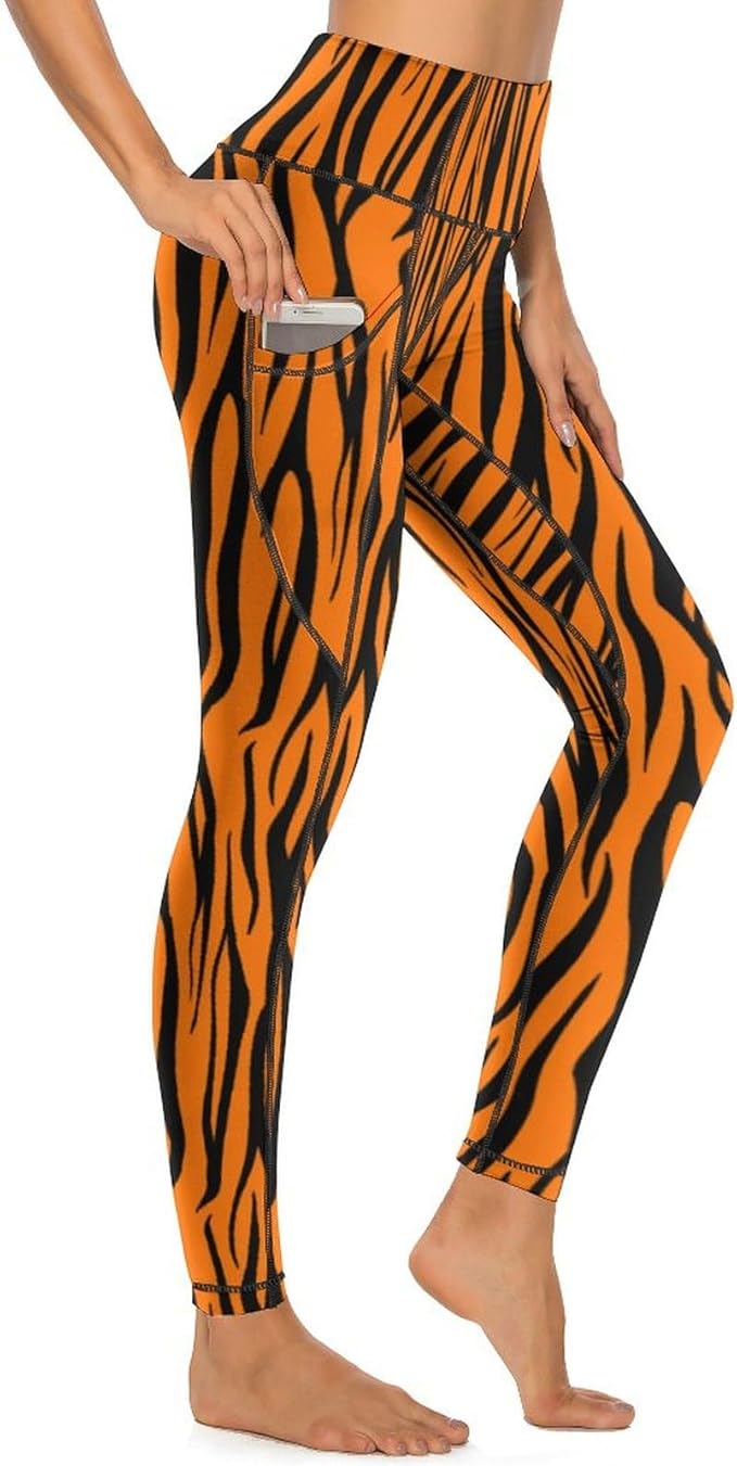 Droeyroest - High Waisted Workout Leggings for Women (Tiger Print)