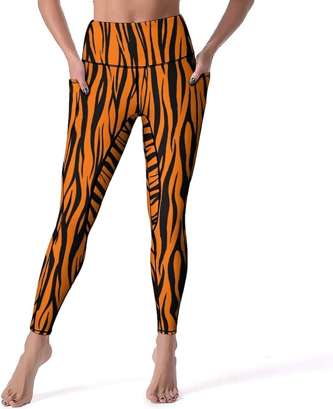 Droeyroest - High Waisted Workout Leggings for Women (Tiger Print)