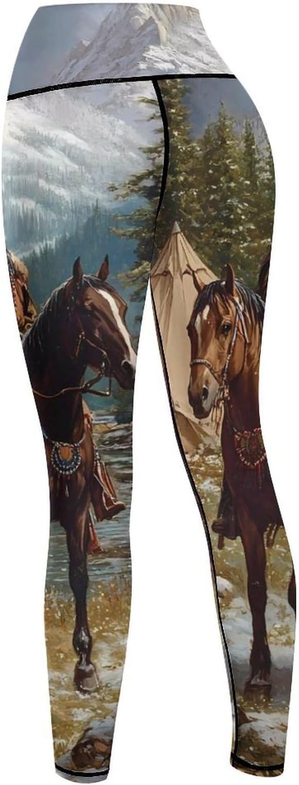 Native American Indian Women High Waisted Leggings Tummy Control Workout Gym Yoga Pants