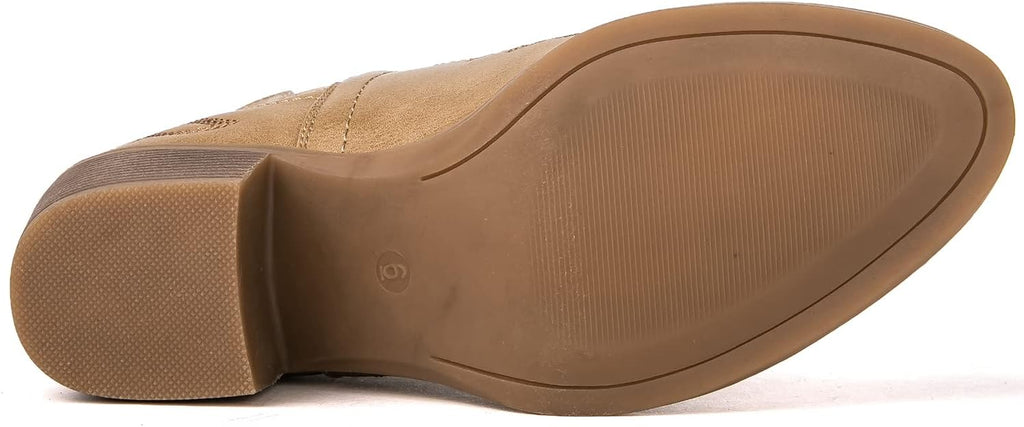 GLOBALWIN Women's Cowgirl boots Western Short Ankle Pull On Comfortable (Khaki)