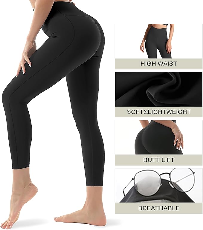FAYHAY - 3 Pack High Waisted Leggings for Women Butt Lift Tummy Control Yoga Pants Non See-Through Workout Running Pants