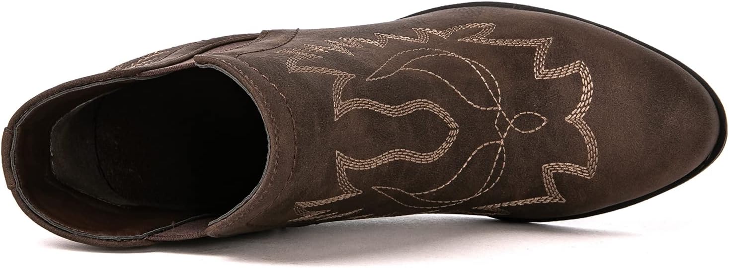 GLOBALWIN Women's Cowgirl boots Western Short Ankle Pull On (Brown)