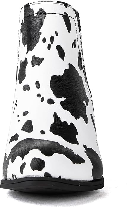 GLOBALWIN Women’s Cowgirl Western Short Ankle Boot (Black & White)