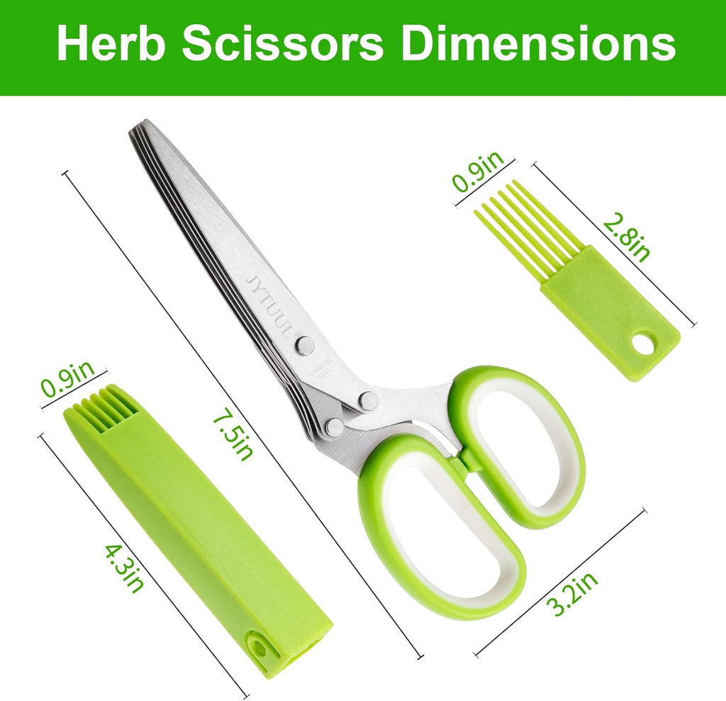 JYTUUL - Upgraded Herb Scissors, Effortless Herb Shears Cutter Tool with Sharp Stainless Steel Blades for Fresh Herbs, Must-Have Kitchen & Cooking Gadget, Green