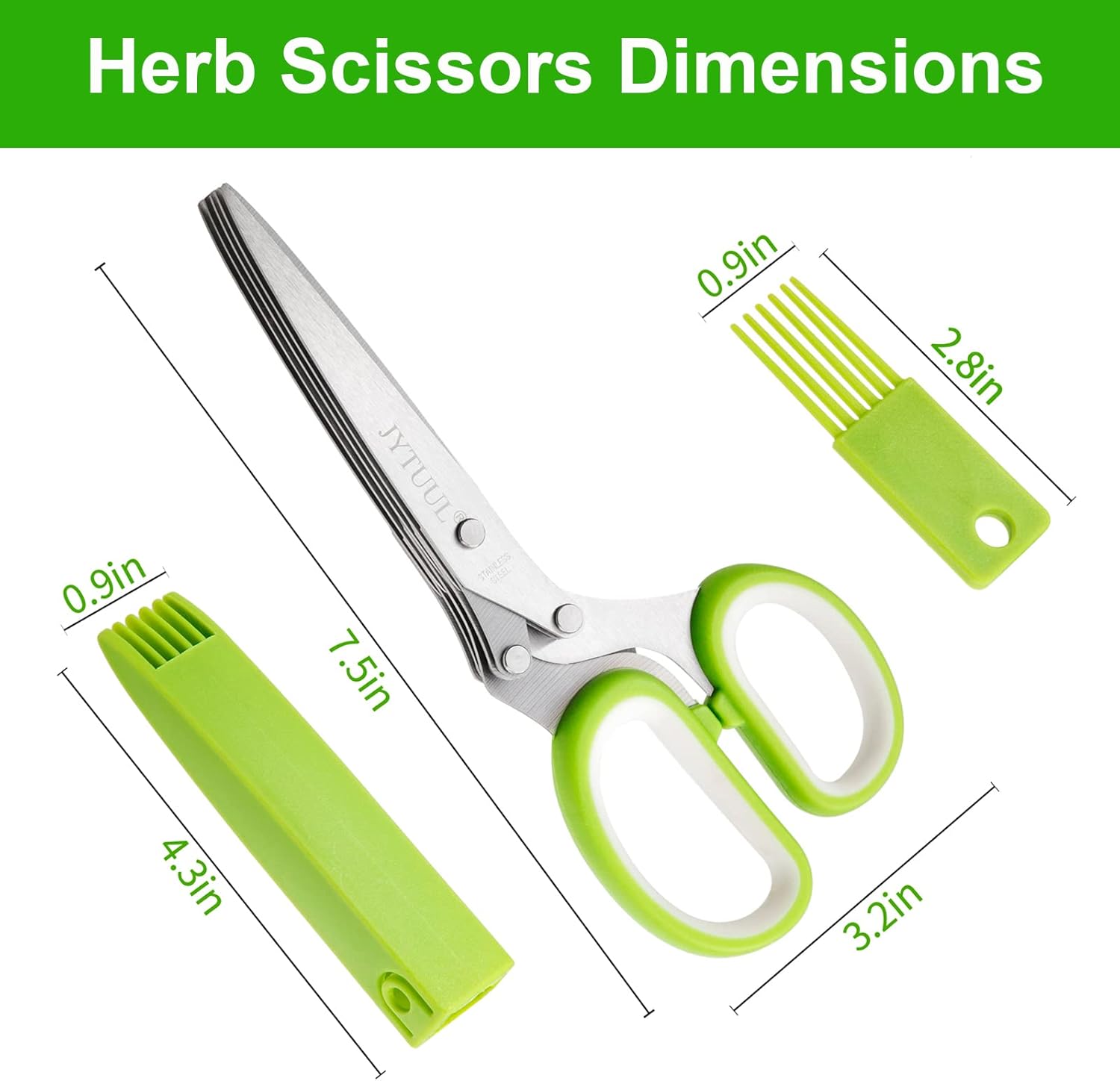 JYTUUL - Upgraded Herb Scissors, Effortless Herb Shears Cutter Tool with Sharp Stainless Steel Blades for Fresh Herbs, Must-Have Kitchen & Cooking Gadget, Green