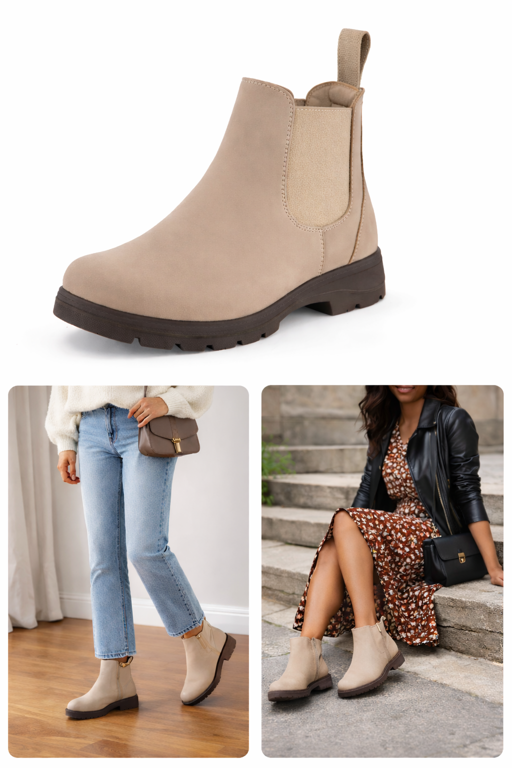CUSHIONAIRE Women's Britain Chelsea Boots (Sand)