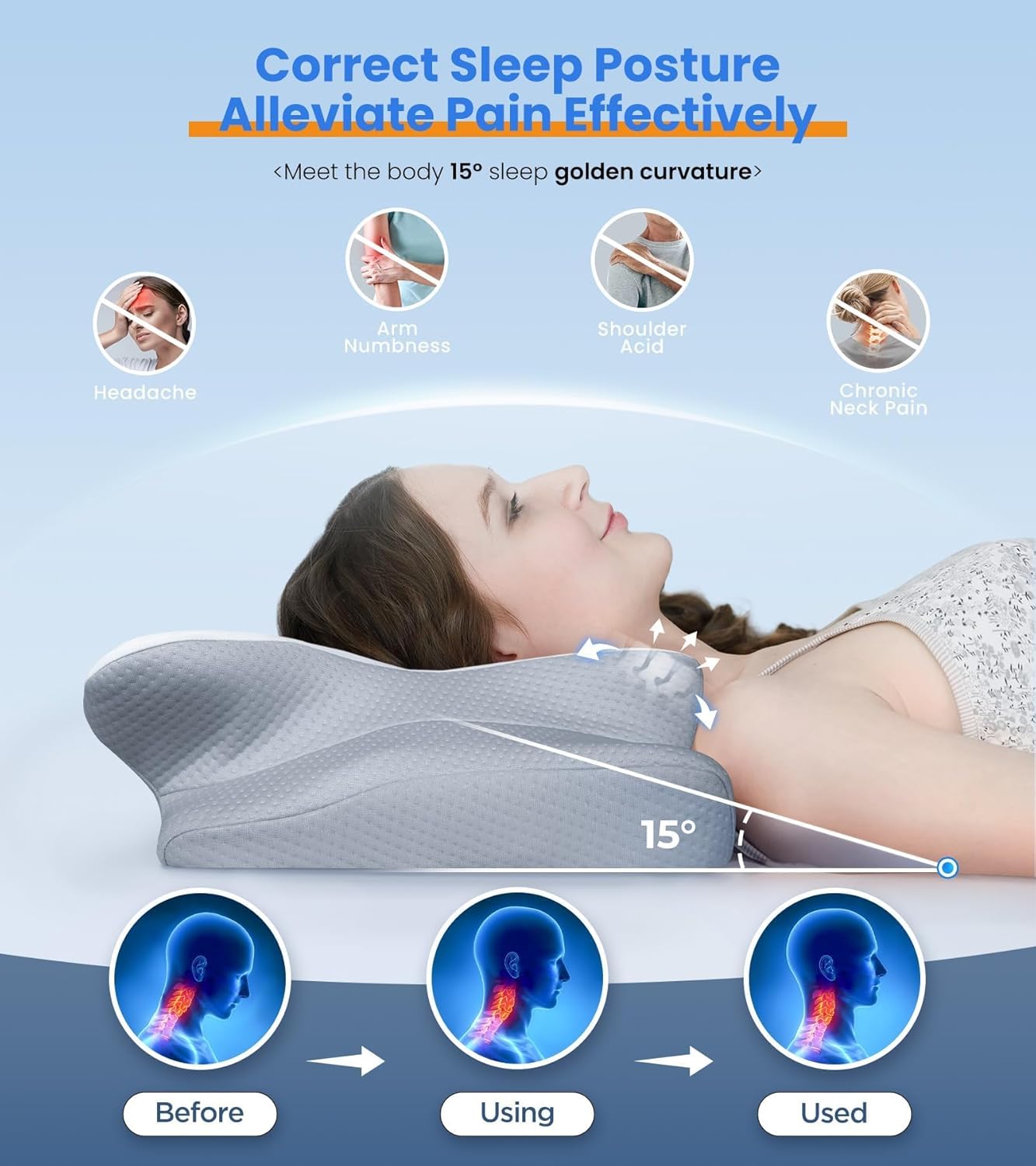 CozyPlayer - Ultra Pain Relief Cooling Pillow for Neck Support