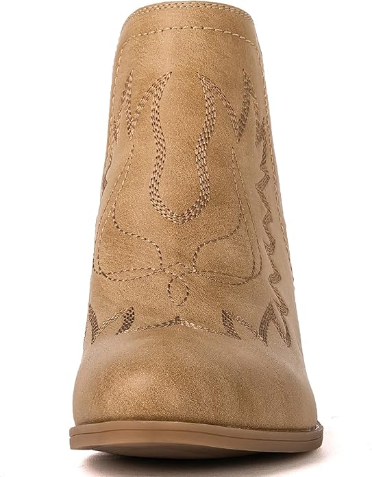 GLOBALWIN Women's Cowgirl boots Western Short Ankle Pull On Comfortable (Khaki)
