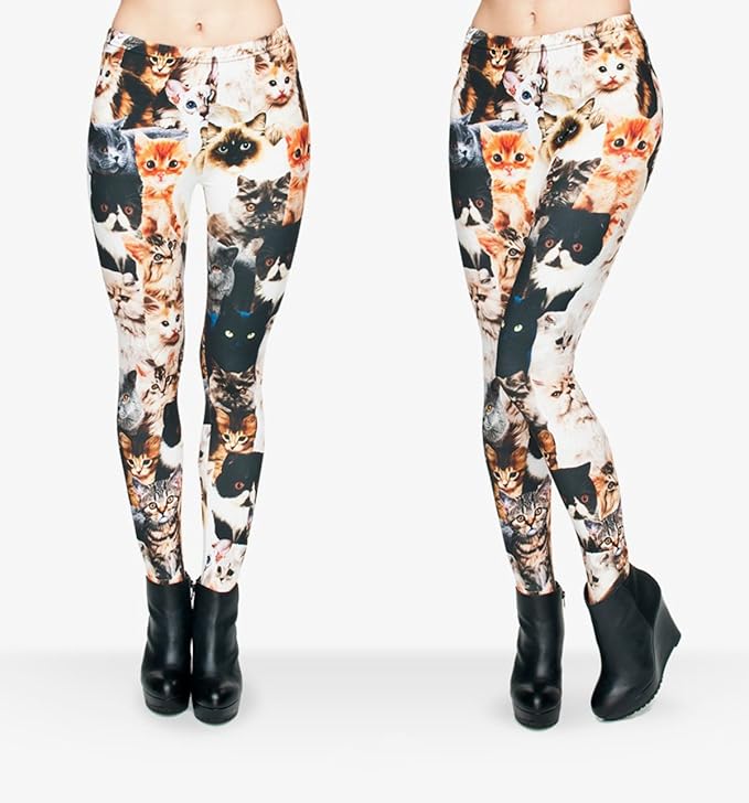 JINKAIJIA Women's Regular Size and Large Size Fashion Designs Digital 3D Printed Leggings (Cats)