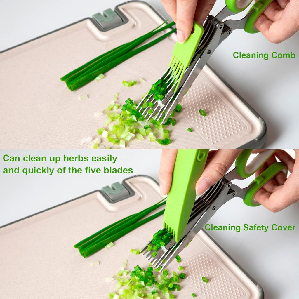 JYTUUL - Upgraded Herb Scissors, Effortless Herb Shears Cutter Tool with Sharp Stainless Steel Blades for Fresh Herbs, Must-Have Kitchen & Cooking Gadget, Green