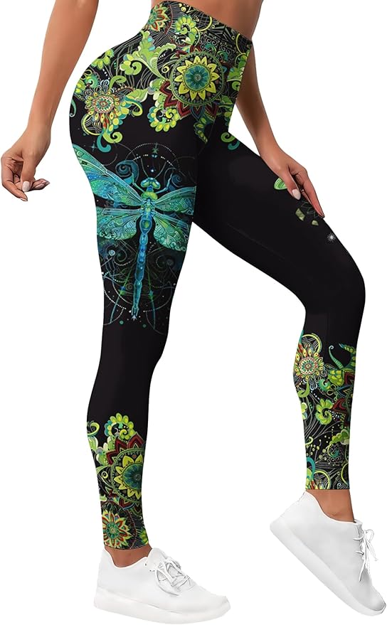 HIVICHI Printed Leggings (Dragonfly Hibiscus)