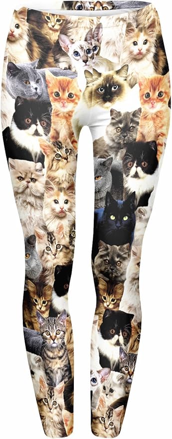 JINKAIJIA Women's Regular Size and Large Size Fashion Designs Digital 3D Printed Leggings (Cats)
