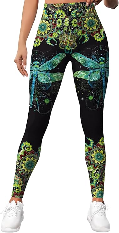 HIVICHI Printed Leggings (Dragonfly Hibiscus)