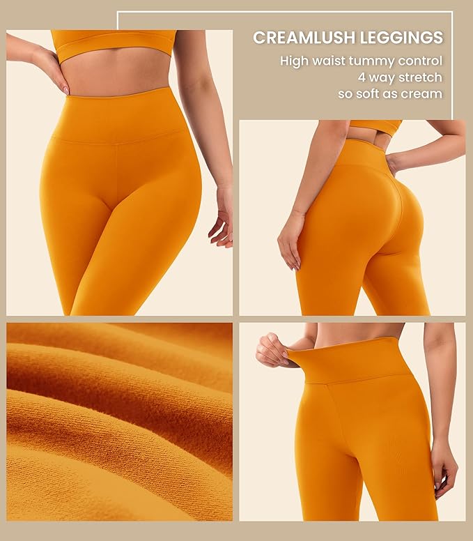 VALANDY - Creamlush 4 Pack Leggings for Women - Black/Violet/Sapphire/Turmeric