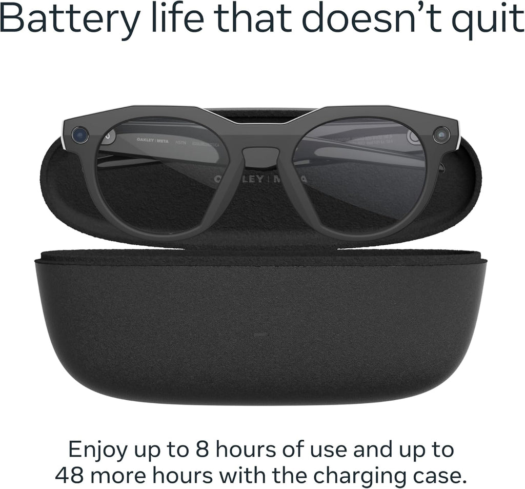 Oakley Meta HSTN, Black | Smart AI Glasses for Men, Women — Performance for Sports, Athletes — Camera, Audio, Video — 8 Hour Battery — 3K HD Resolution — Clear Lenses