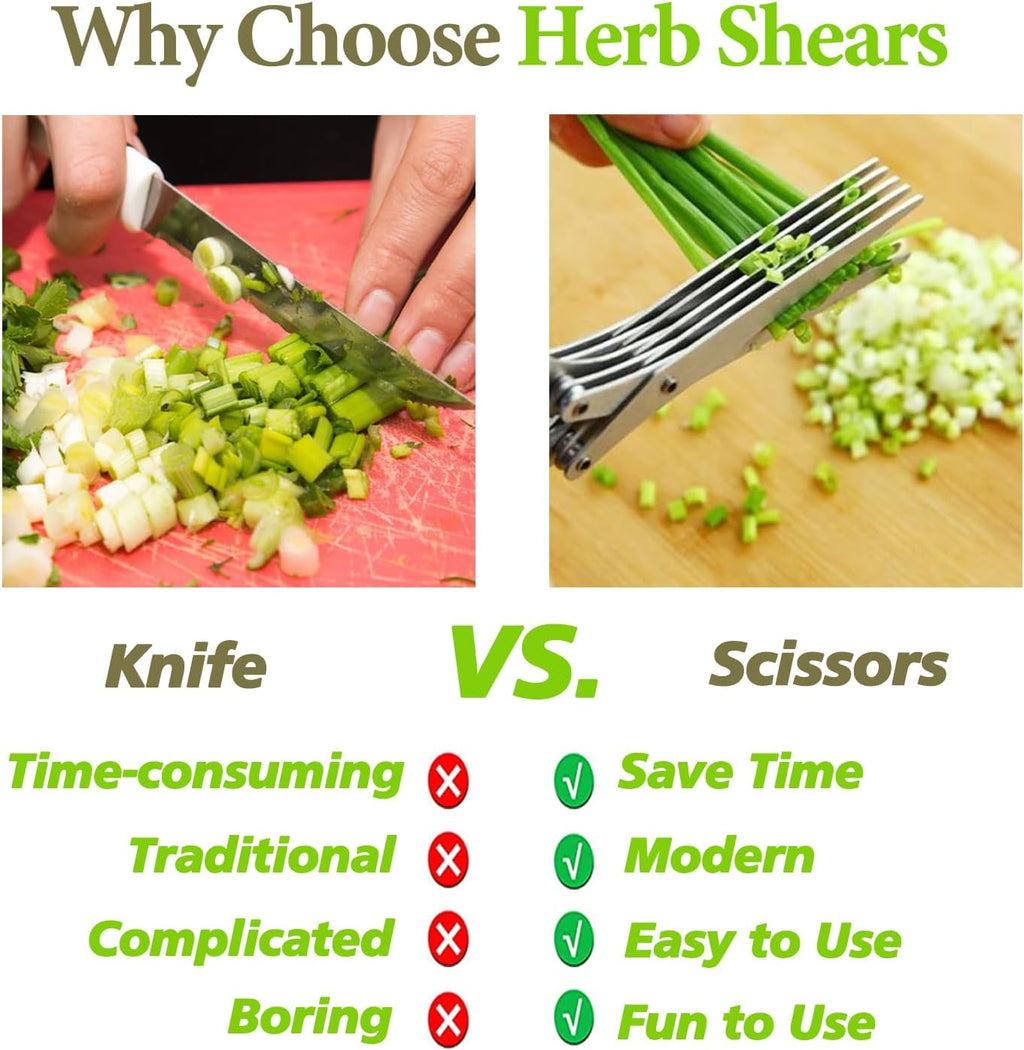 JYTUUL - Upgraded Herb Scissors, Effortless Herb Shears Cutter Tool with Sharp Stainless Steel Blades for Fresh Herbs, Must-Have Kitchen & Cooking Gadget, Green