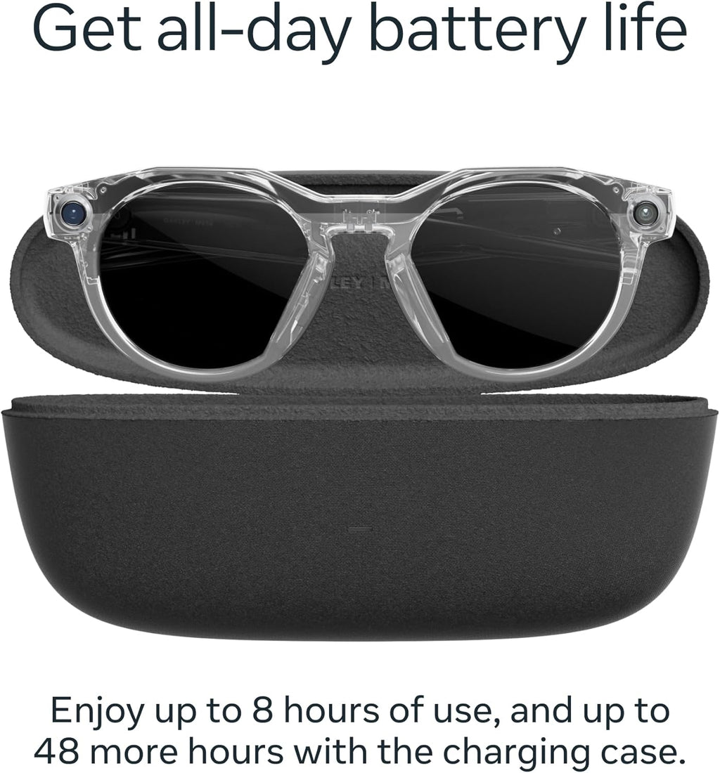 Oakley Meta HSTN, Clear | Smart AI Glasses for Men, Women — Performance for Sports, Athletes — Camera, Audio, Video — 8 Hour Battery — 3K HD Resolution — Clear to Grey Transitions® Lenses