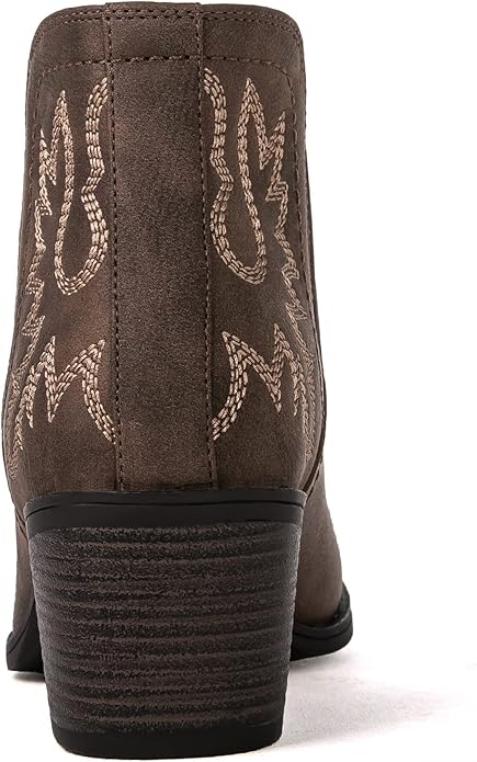 GLOBALWIN Women's Cowgirl boots Western Short Ankle Pull On (Brown)