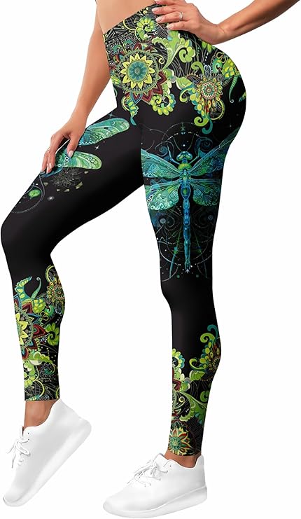 HIVICHI Printed Leggings (Dragonfly Hibiscus)