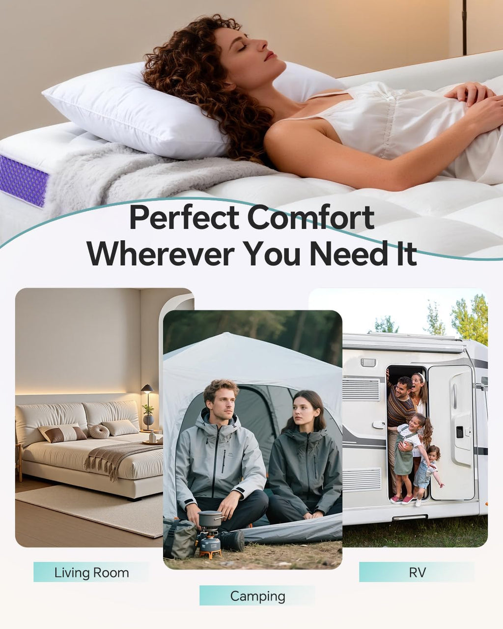 ChiXpace -Dual Layer 4 Inch Memory Foam Mattress Topper Queen - 2 Inch Gel Memory Foam and 2 Inch Pillow Top Mattress Pad