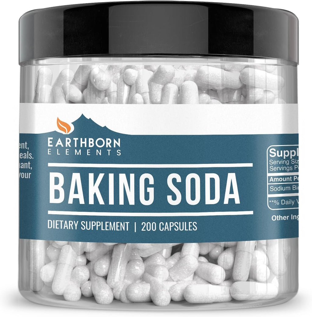 Earthborn Elements Baking Soda Capsules, 200 Capsules, Sodium Bicarbonate