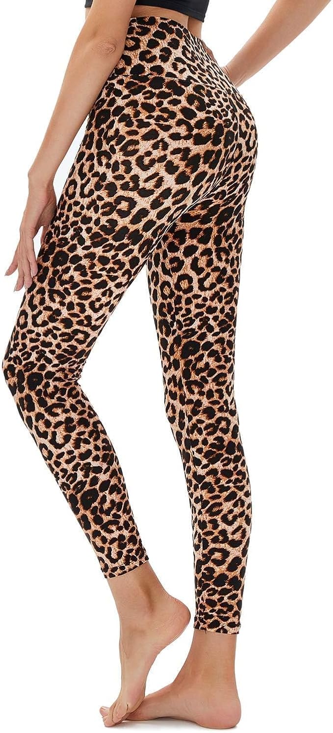 TNNZEET High Waisted Leopard Leggings – No Pocket – Small/Medium – Yoga, Workout & Everyday Casual Wear