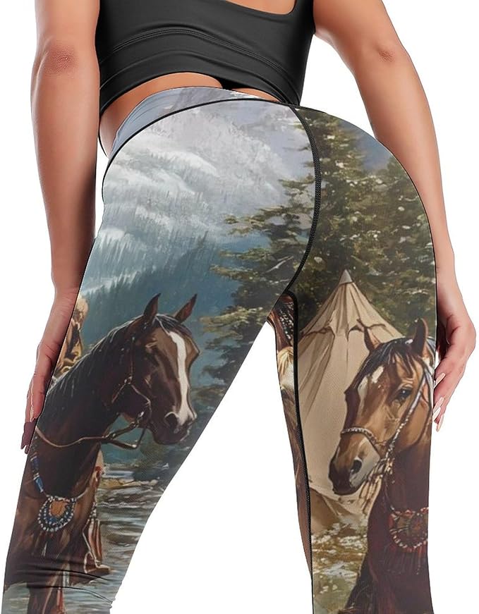 Native American Indian Women High Waisted Leggings Tummy Control Workout Gym Yoga Pants