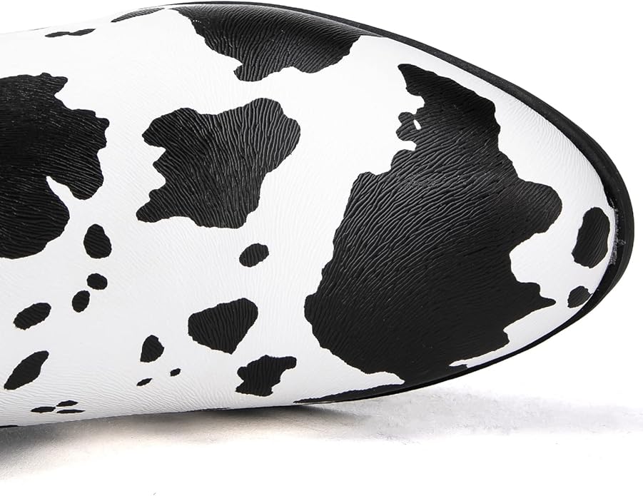 GLOBALWIN Women’s Cowgirl Western Short Ankle Boot (Black & White)