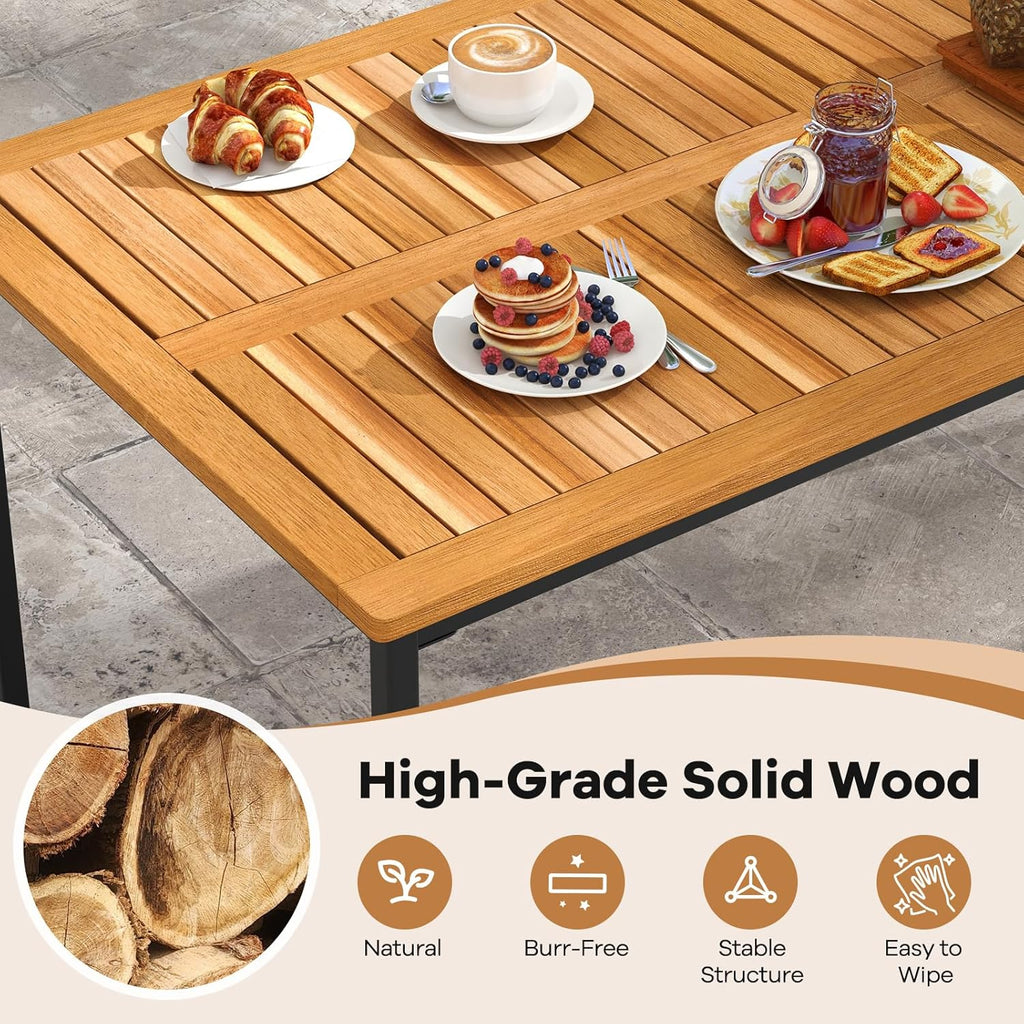 Tangkula 7 Piece Outdoor Dining Set for 6, Acacia Wood