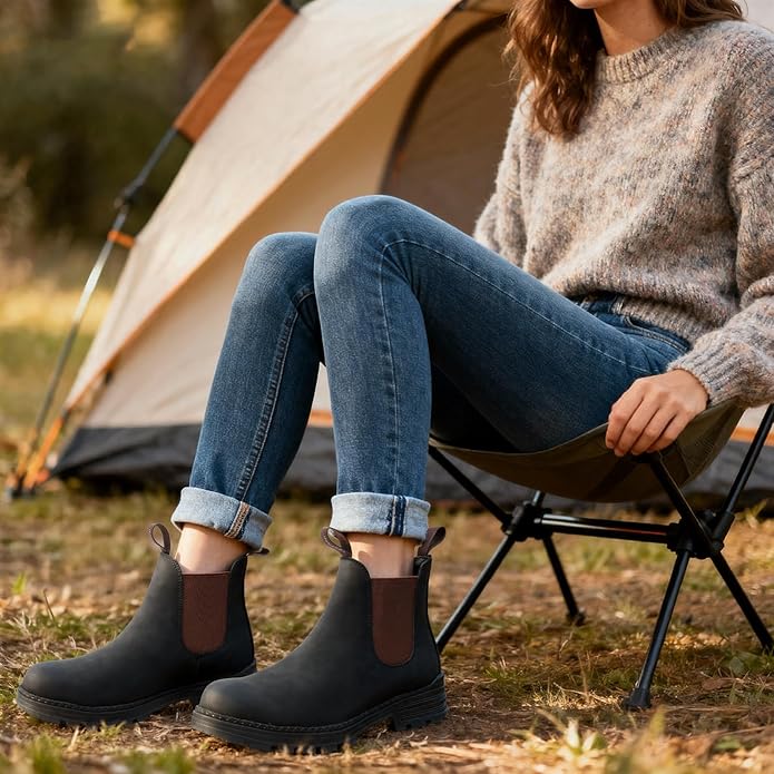 Cestfini Outdoor Chelsea Hiking Boots For Women (Matte Black)