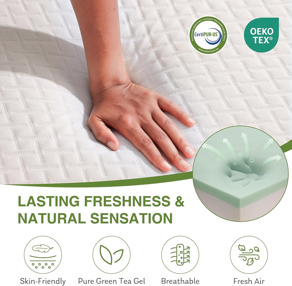 EGOHOME 8 Inch Twin Mattress, Memory Foam Mattress with Cooling Green Tea Gel
