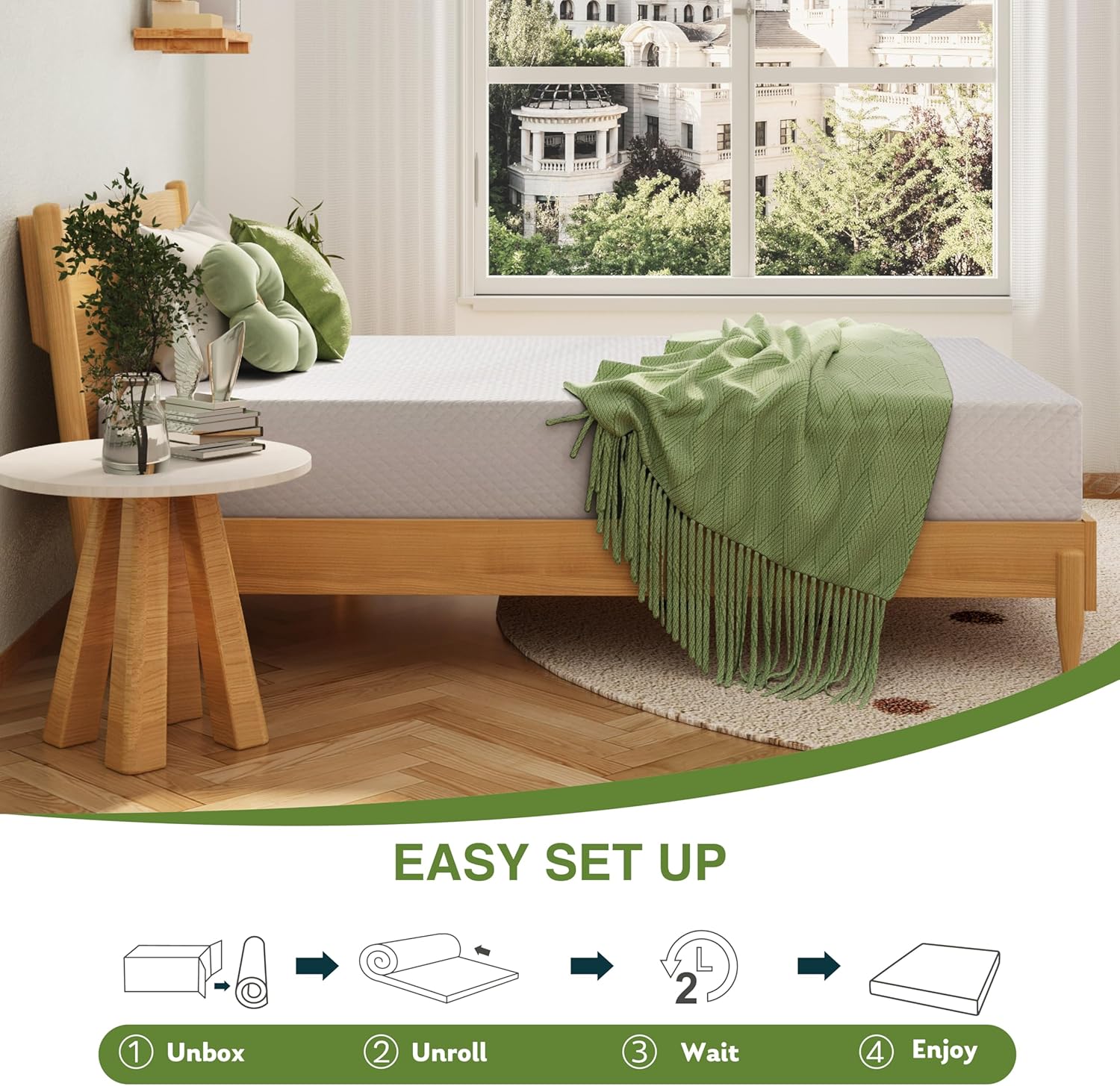 EGOHOME 8 Inch Twin Mattress, Memory Foam Mattress with Cooling Green Tea Gel