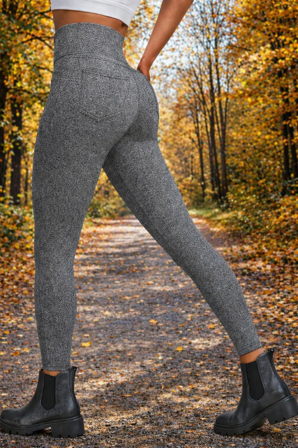VOOVEEYA - Curvy Women-s Leggings, High Waisted Yoga Pants with Back Pockets (Charcoal Gray)