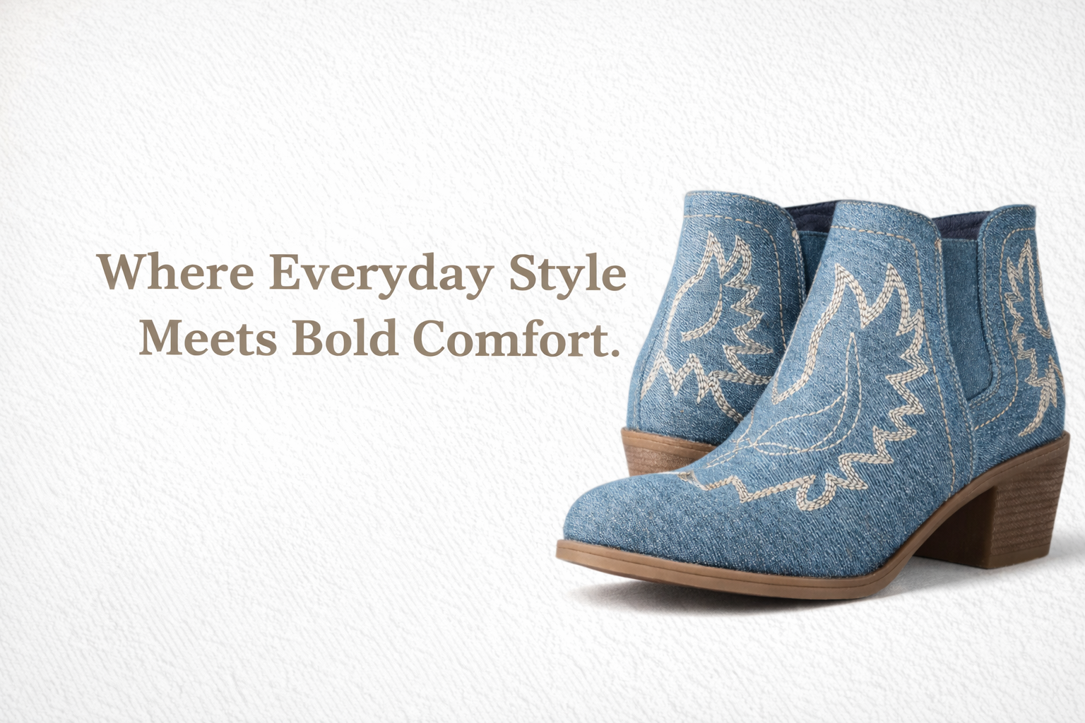 GLOBALWIN Women's Cowgirl boots Western Short Ankle Pull On (Denim)